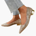 Kasia | Damskie Cekinowe Baleriny na Kitten Heel