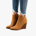 Botki Damskie z Suede i Wedge Obcasem
