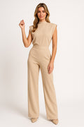 Jumpsuit damski z szerokimi nogawkami i bez rękawów