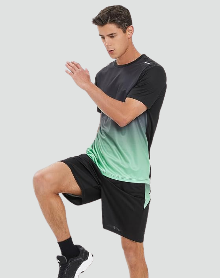 Sportset męski z przejściowym wzorem idealny na aktywność fizyczną