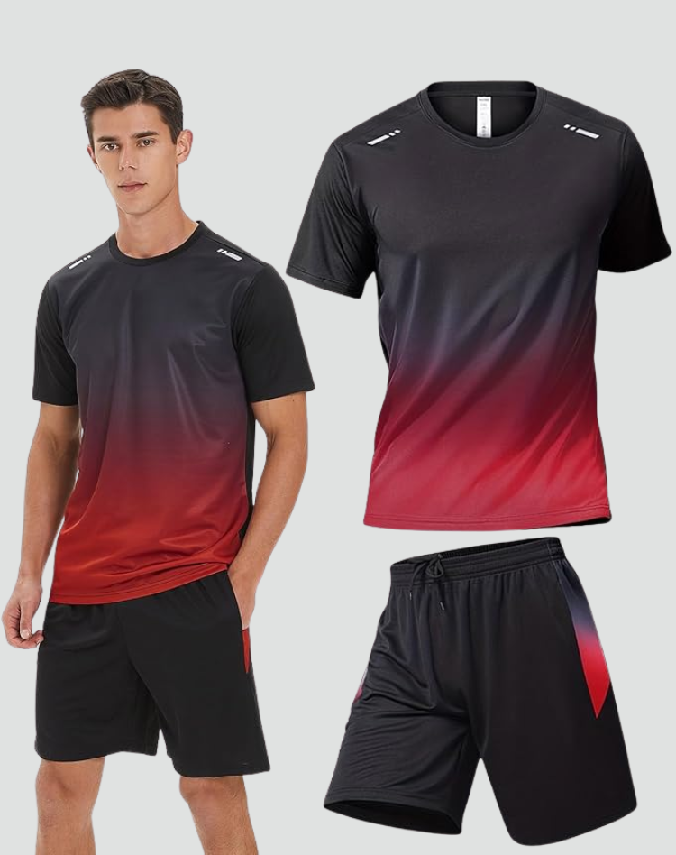 Sportset męski z przejściowym wzorem idealny na aktywność fizyczną