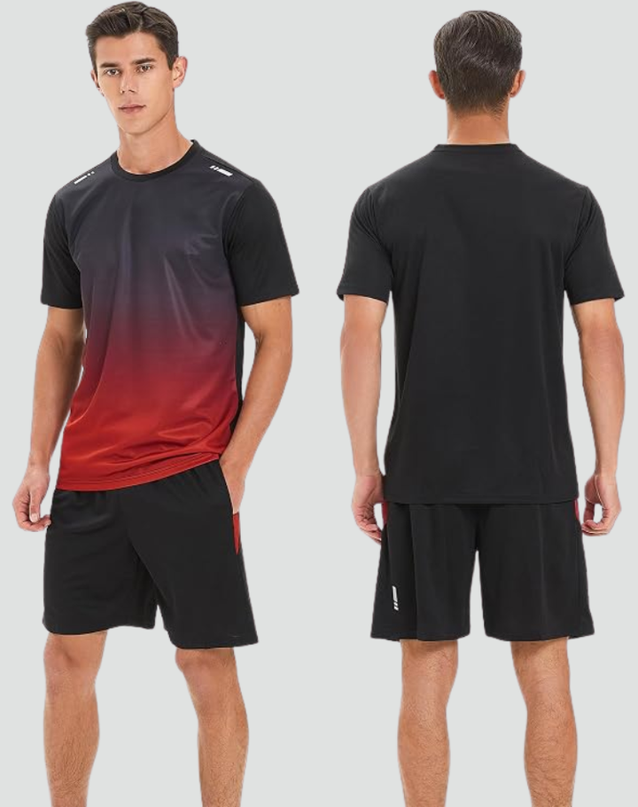 Sportset męski z przejściowym wzorem idealny na aktywność fizyczną