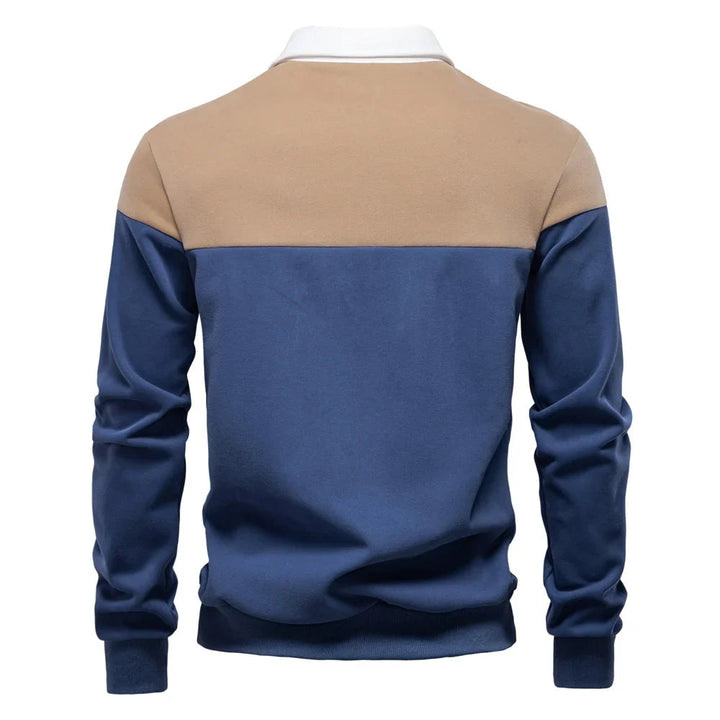 Bluza męska polo z kontrastowym kołnierzem i trzema guzikami
