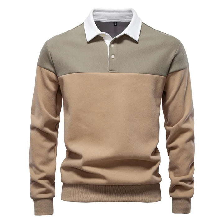 Bluza męska polo z kontrastowym kołnierzem i trzema guzikami