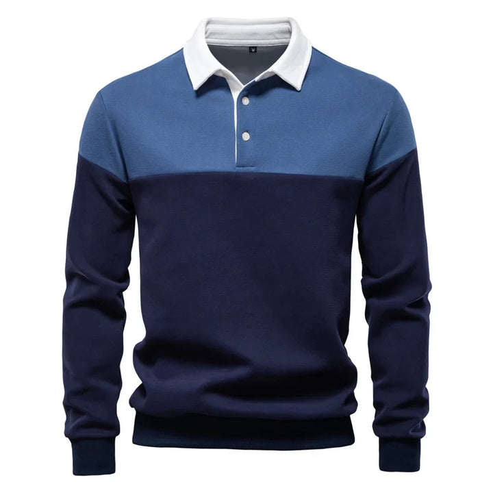Bluza męska polo z kontrastowym kołnierzem i trzema guzikami