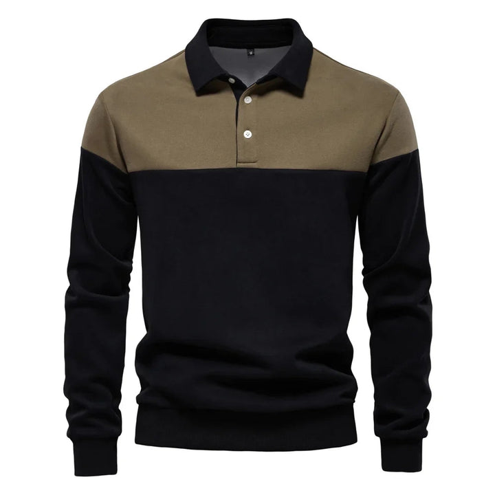 Bluza męska polo z kontrastowym kołnierzem i trzema guzikami