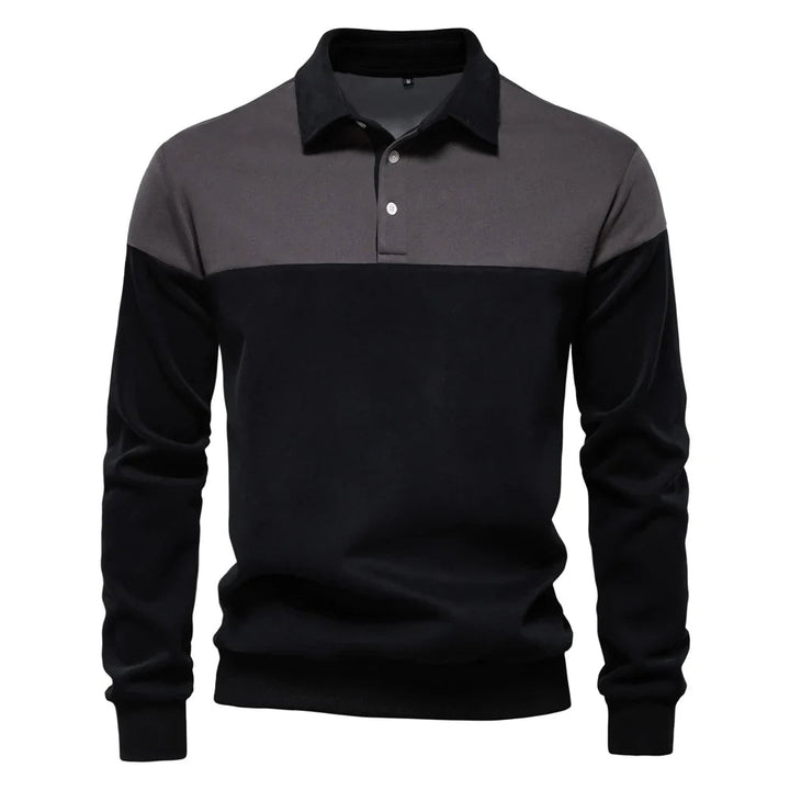 Bluza męska polo z kontrastowym kołnierzem i trzema guzikami