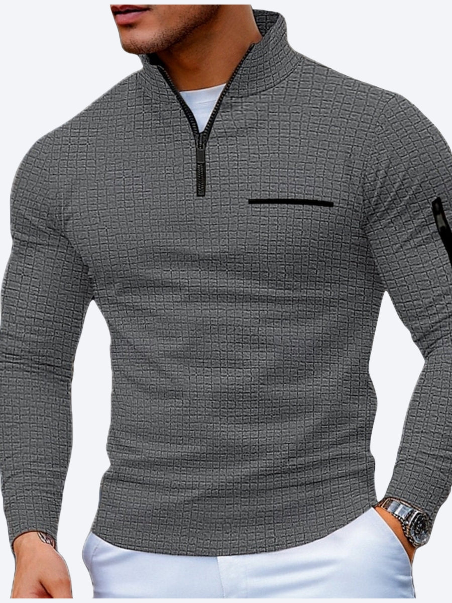 Bluza męska ze stójką i zamkiem oraz kieszenią na rękawie