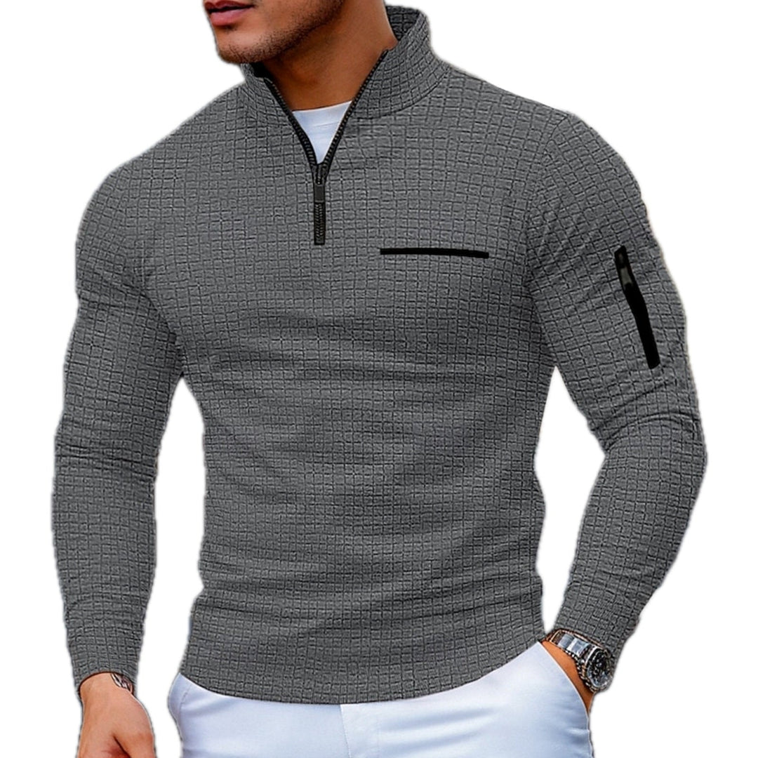 Bluza męska ze stójką i zamkiem oraz kieszenią na rękawie