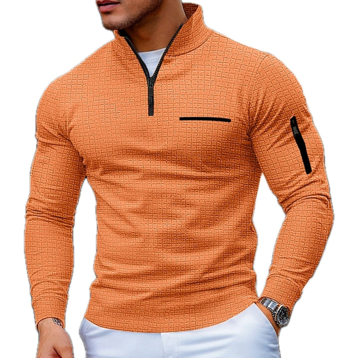 Bluza męska ze stójką i zamkiem oraz kieszenią na rękawie
