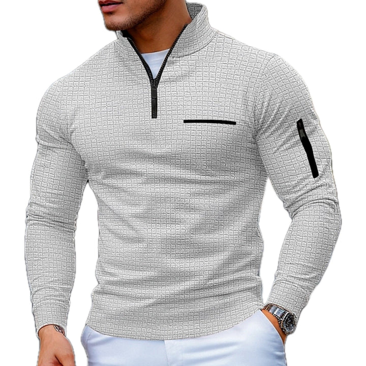 Bluza męska ze stójką i zamkiem oraz kieszenią na rękawie