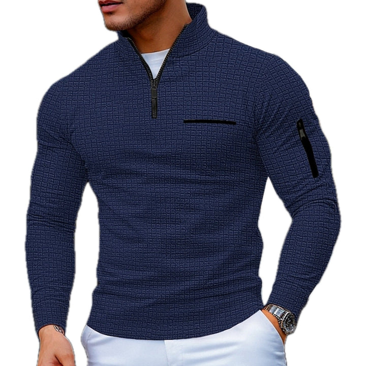 Bluza męska ze stójką i zamkiem oraz kieszenią na rękawie