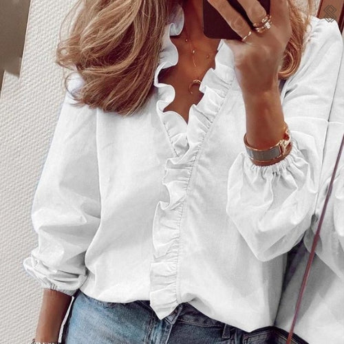 Blouse Dames | Volant kraag &amp; Elegante Uitstraling