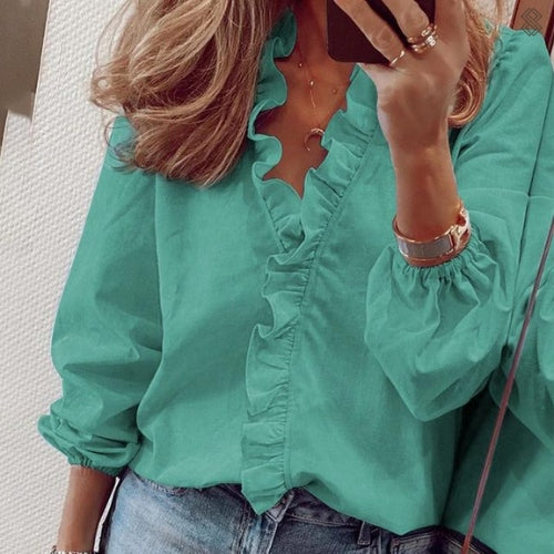 Blouse Dames | Volant kraag &amp; Elegante Uitstraling