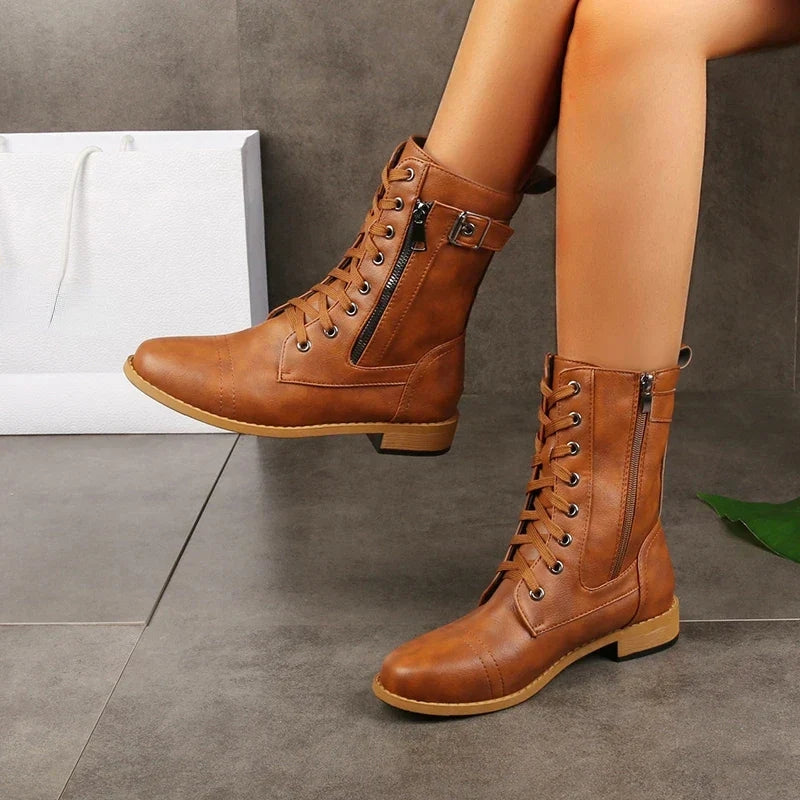 womens-ankle-boots-in-faux-with-lace-up-and-side-zipper-2