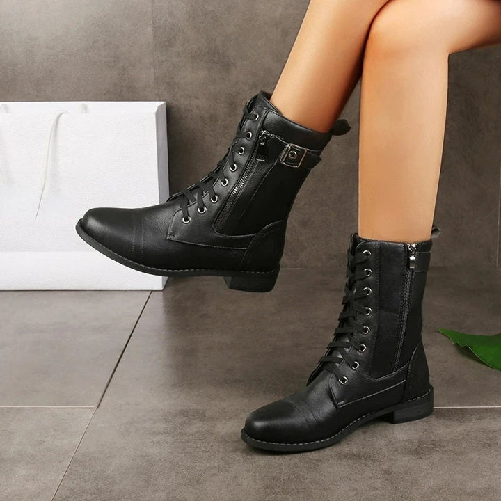 womens-ankle-boots-in-faux-with-lace-up-and-side-zipper-4