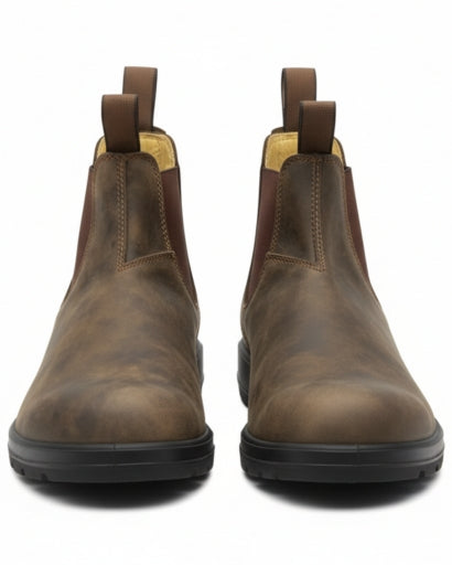 Bottines Chelsea homme marron effet vieilli, vue de face