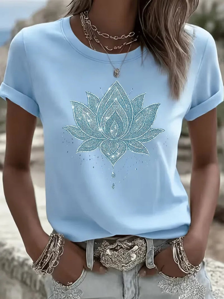 T-shirt met lotus bloemenprint