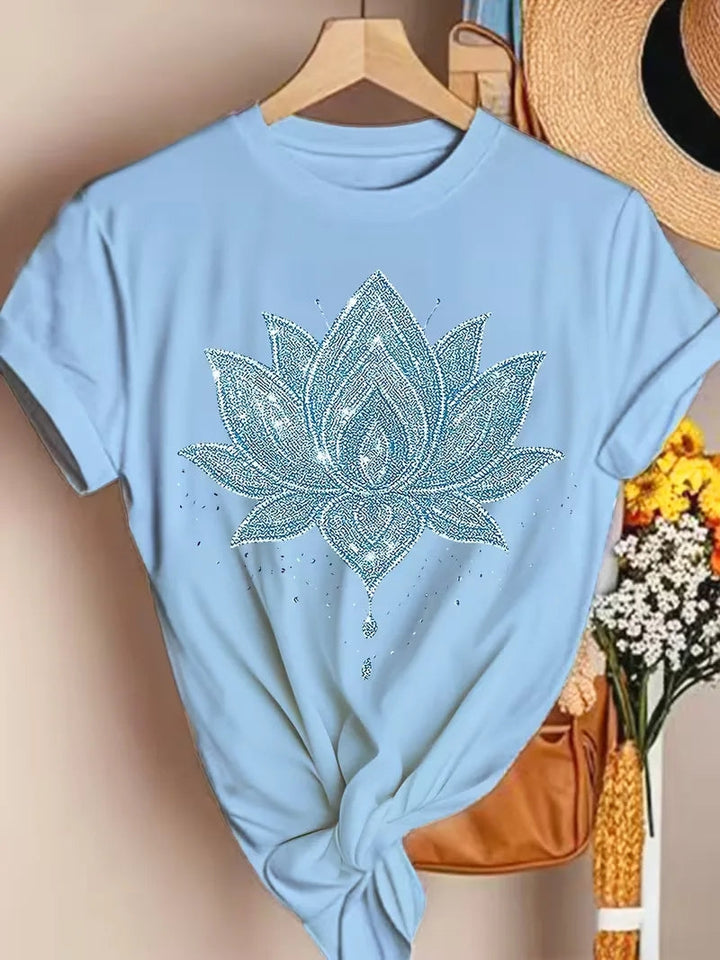 T-shirt met lotus bloemenprint