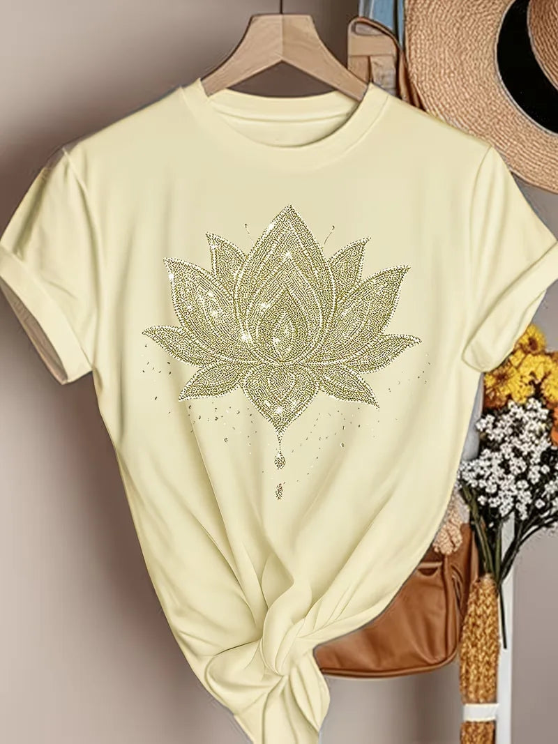 T-shirt met lotus bloemenprint
