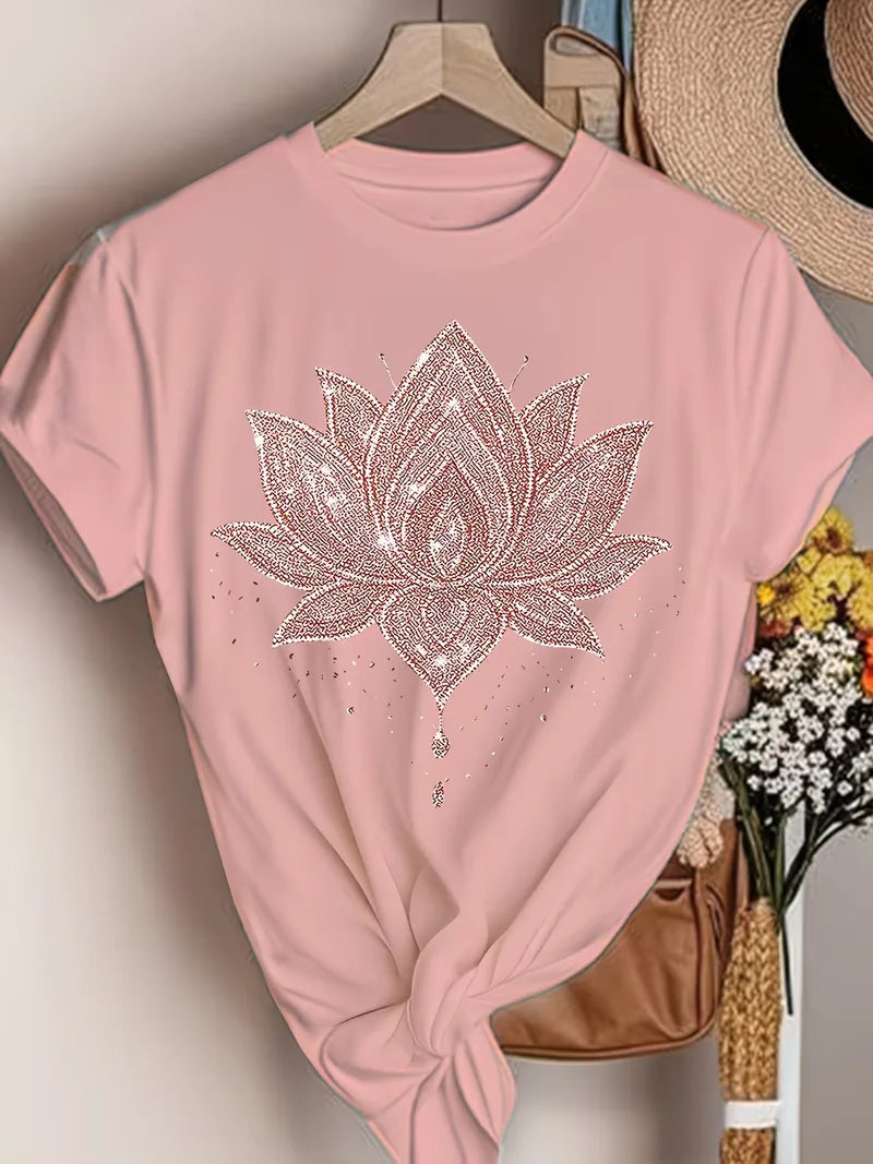 T-shirt met lotus bloemenprint