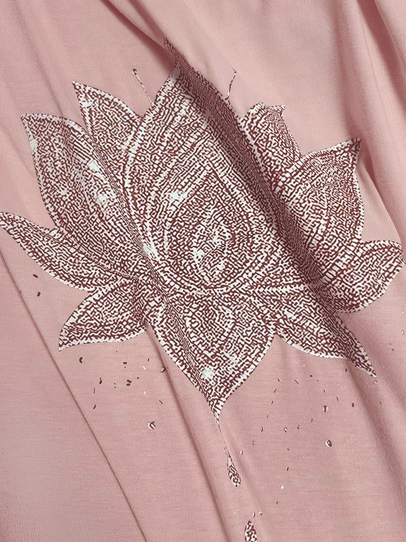 T-shirt met lotus bloemenprint