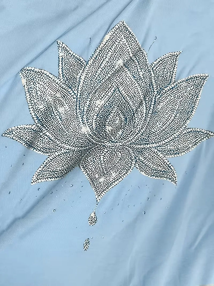 T-shirt met lotus bloemenprint