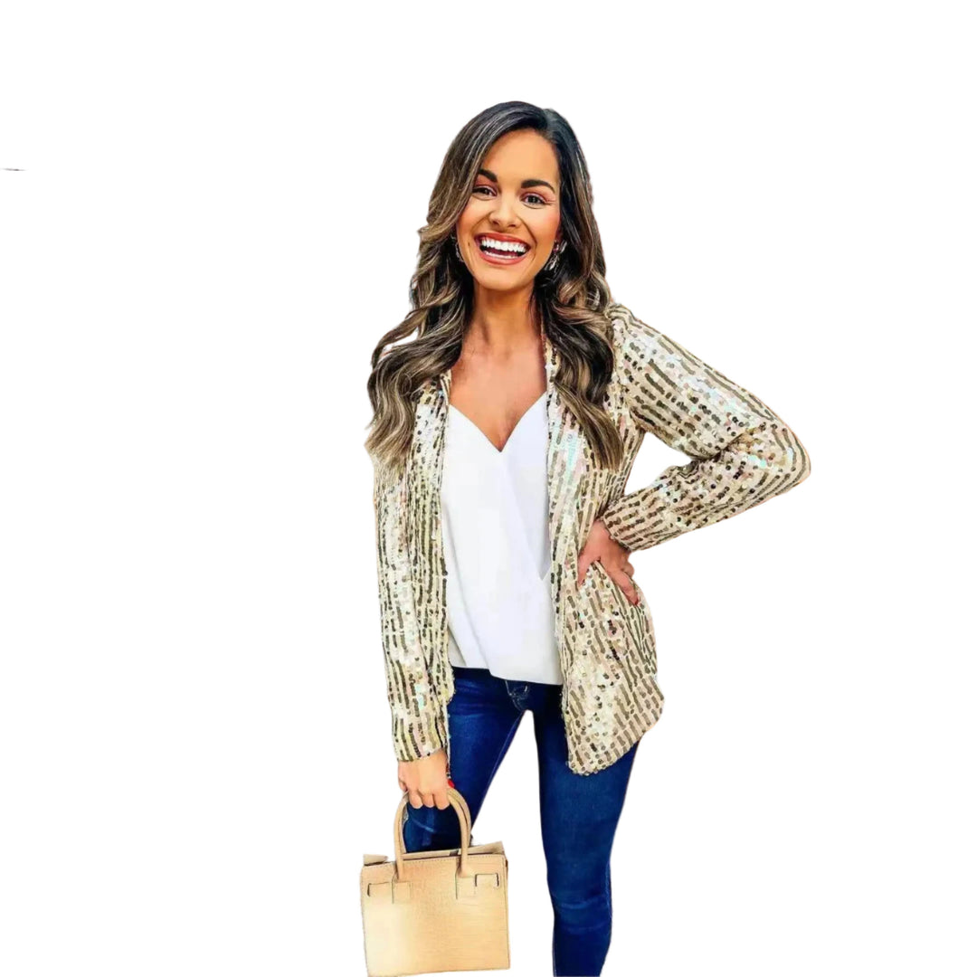 Blazer À Paillettes pour Femme | Manches Longues, Festif &amp; Élégant adapté aux tenues polyvalentes.