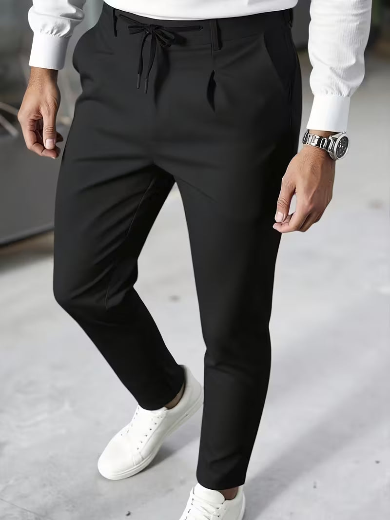 Eleganckie spodnie męskie ze stożkowymi nogawkami do kostki