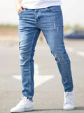 Jeansy męskie slim fit z elastycznego denimu, z pięcioma kieszeniami