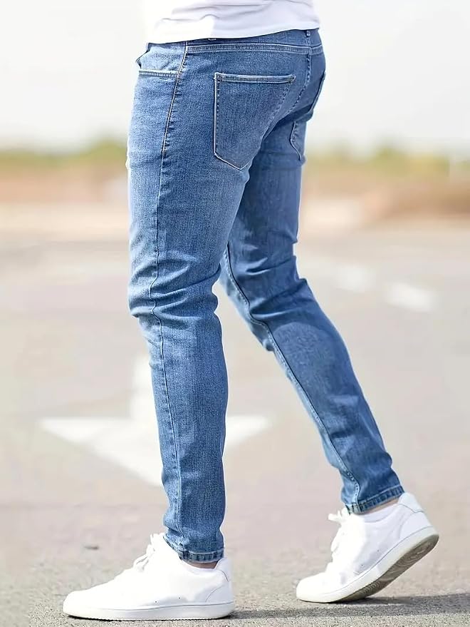 Jeansy męskie slim fit z elastycznego denimu, z pięcioma kieszeniami