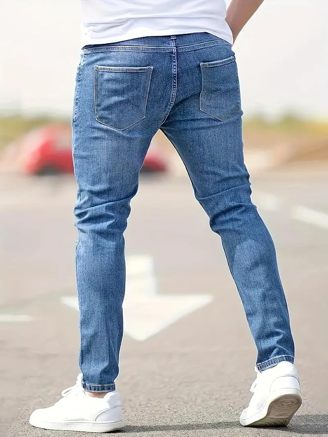 Jeansy męskie slim fit z elastycznego denimu, z pięcioma kieszeniami