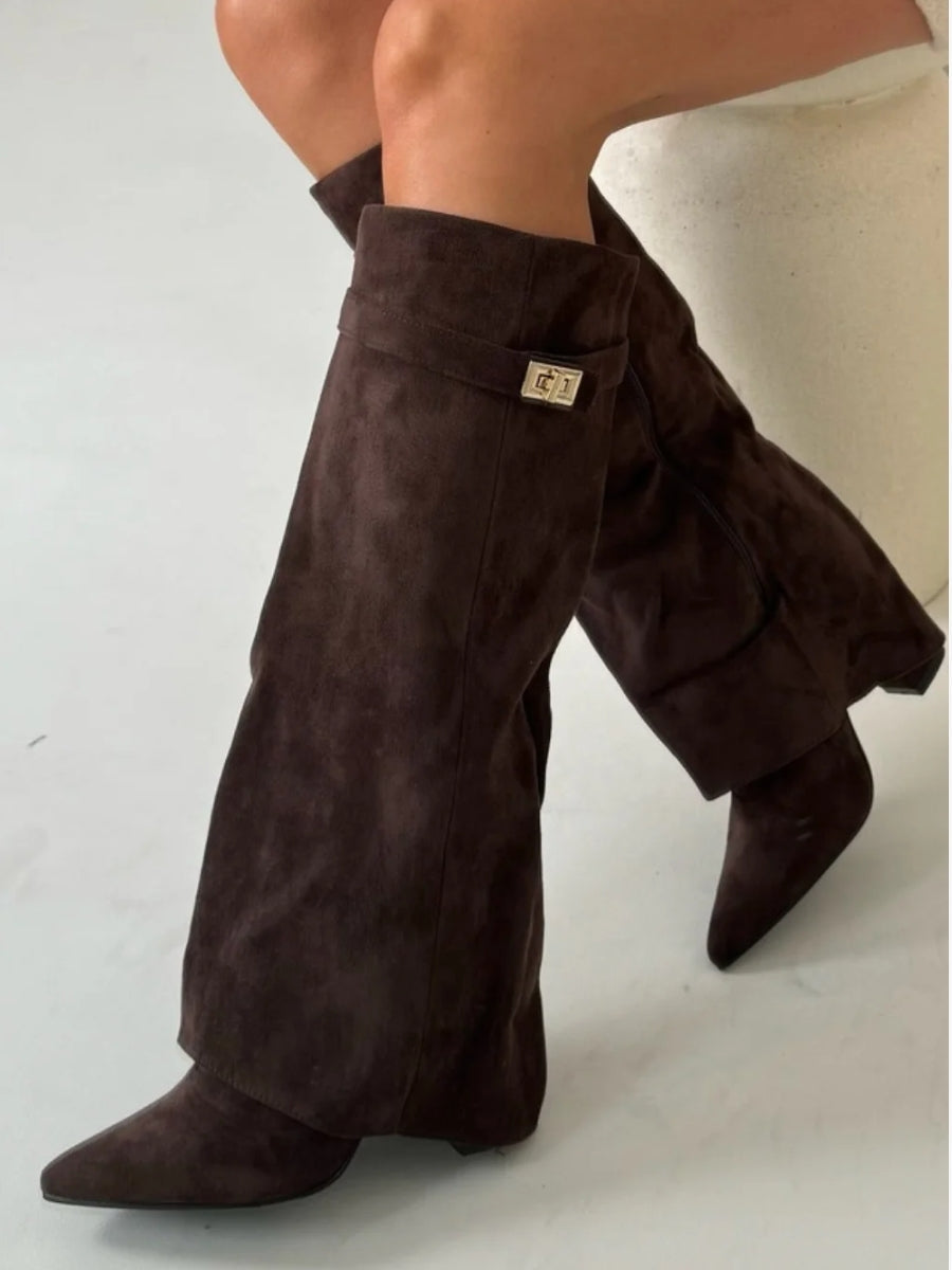 womens-knee-high-synthetic-boots-with-buckle-strap-and-side-zipper-10