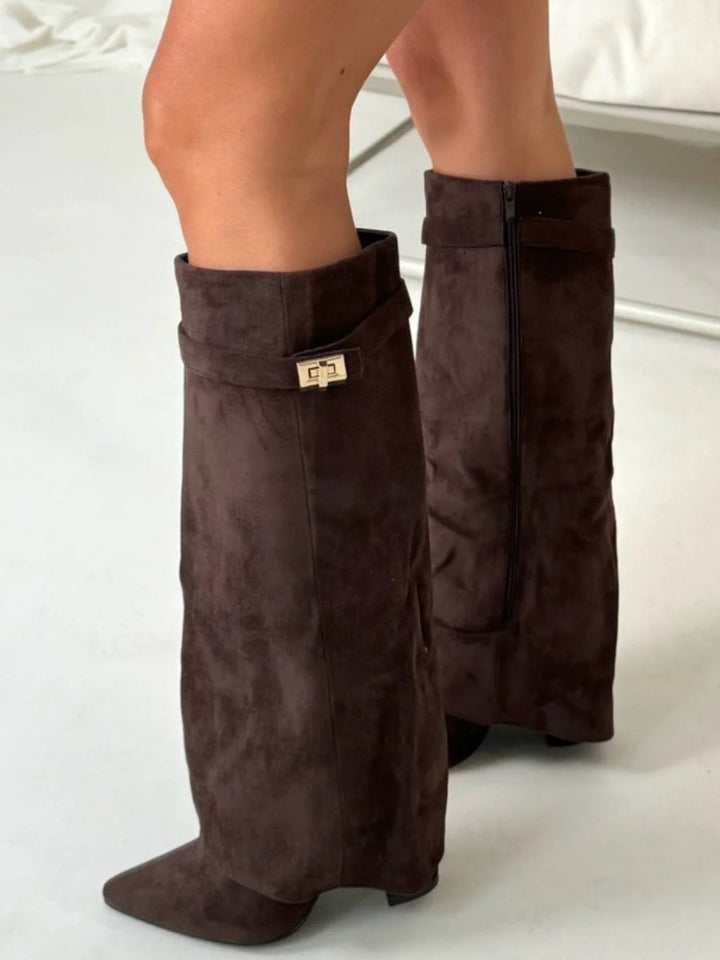 womens-knee-high-synthetic-boots-with-buckle-strap-and-side-zipper-12