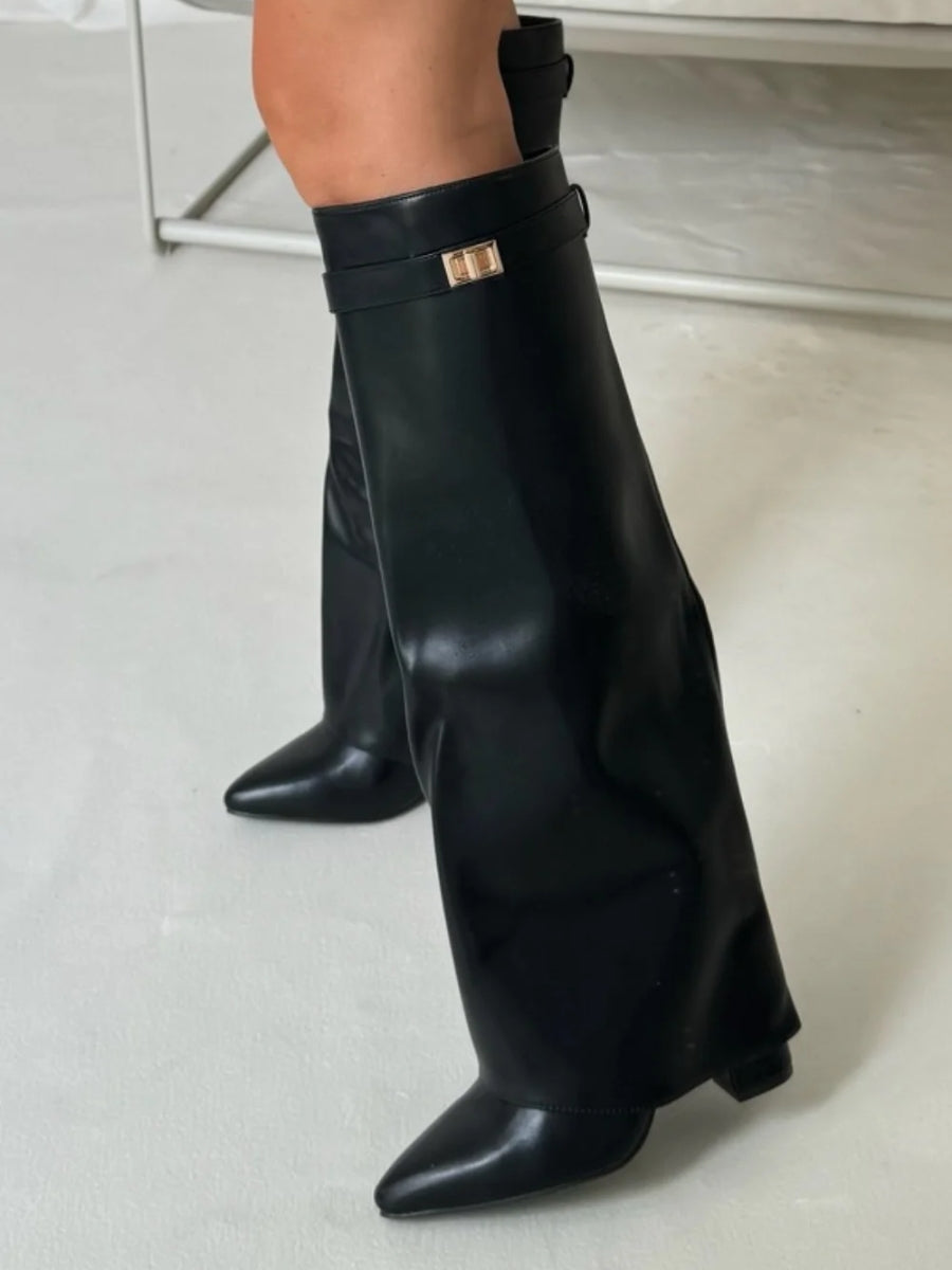 womens-knee-high-synthetic-boots-with-buckle-strap-and-side-zipper-15
