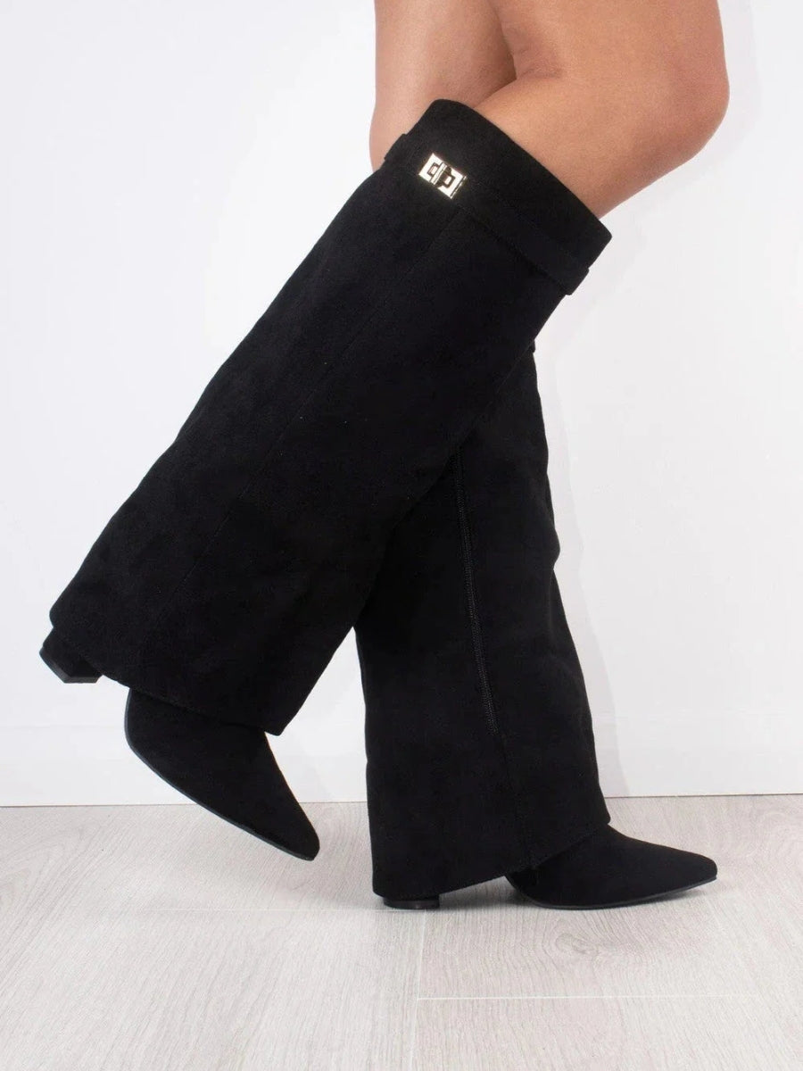 womens-knee-high-synthetic-boots-with-buckle-strap-and-side-zipper-3