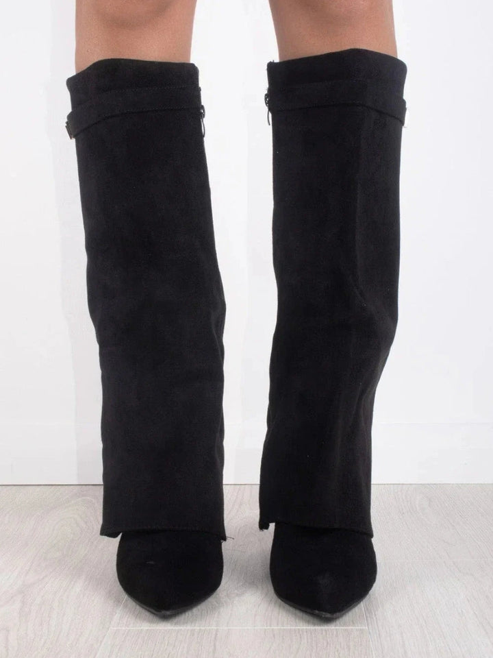 womens-knee-high-synthetic-boots-with-buckle-strap-and-side-zipper-4
