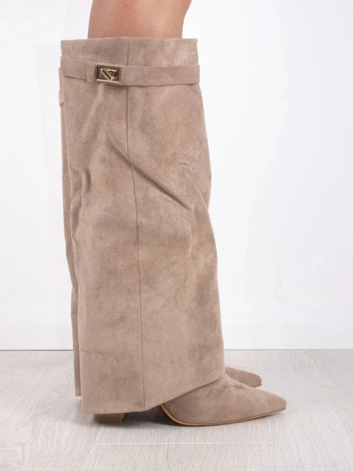 womens-knee-high-synthetic-boots-with-buckle-strap-and-side-zipper-9