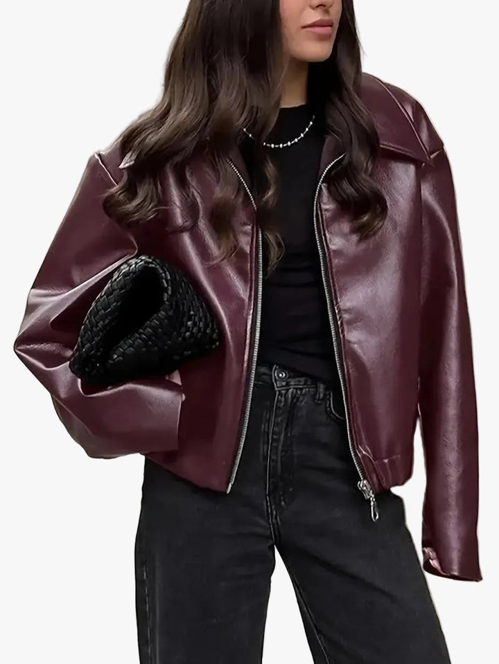 womens-bomber-jacket-with-coated-finish-and-point-collar-1