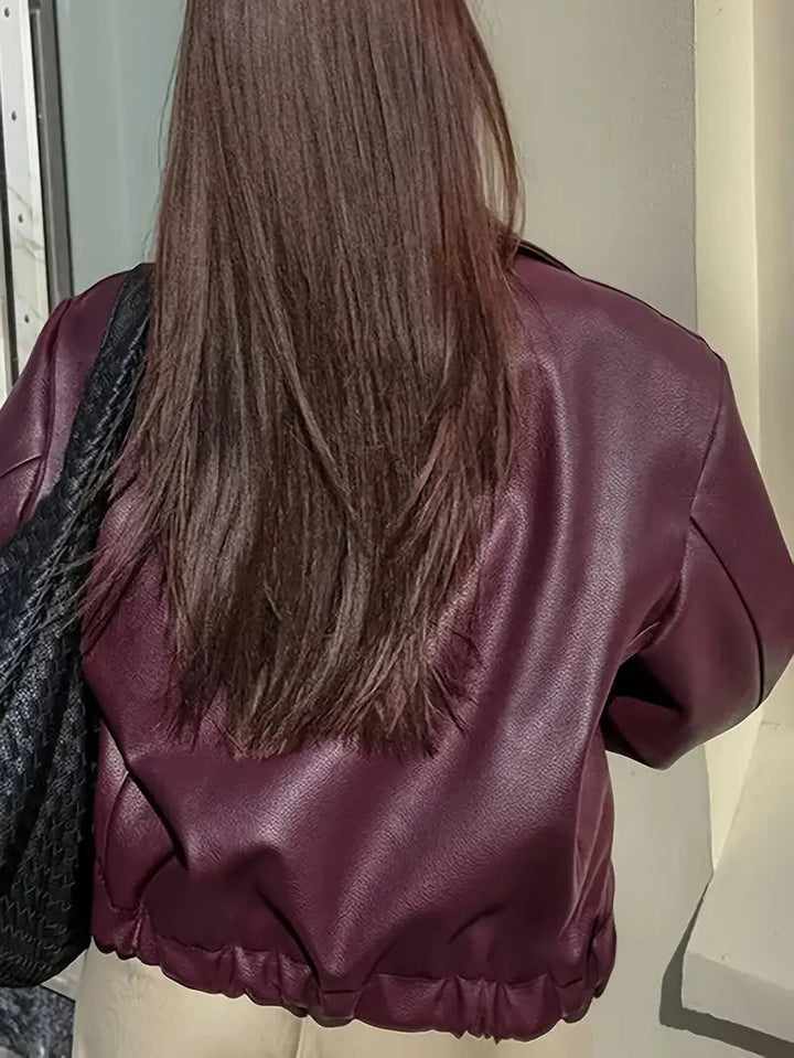 womens-bomber-jacket-with-coated-finish-and-point-collar-3