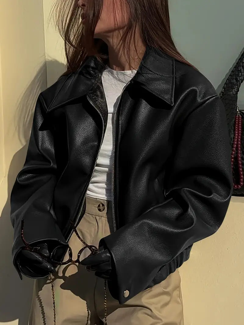 womens-bomber-jacket-with-coated-finish-and-point-collar-5