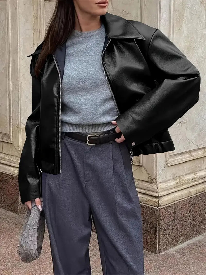 womens-bomber-jacket-with-coated-finish-and-point-collar-6