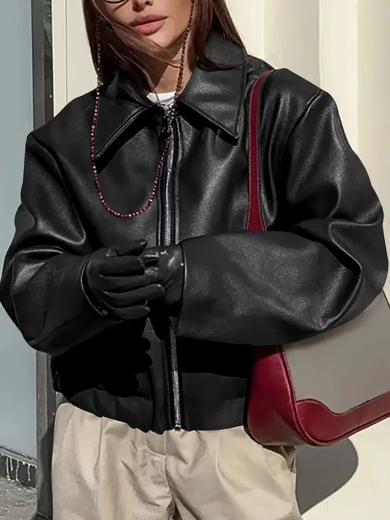 womens-bomber-jacket-with-coated-finish-and-point-collar-7
