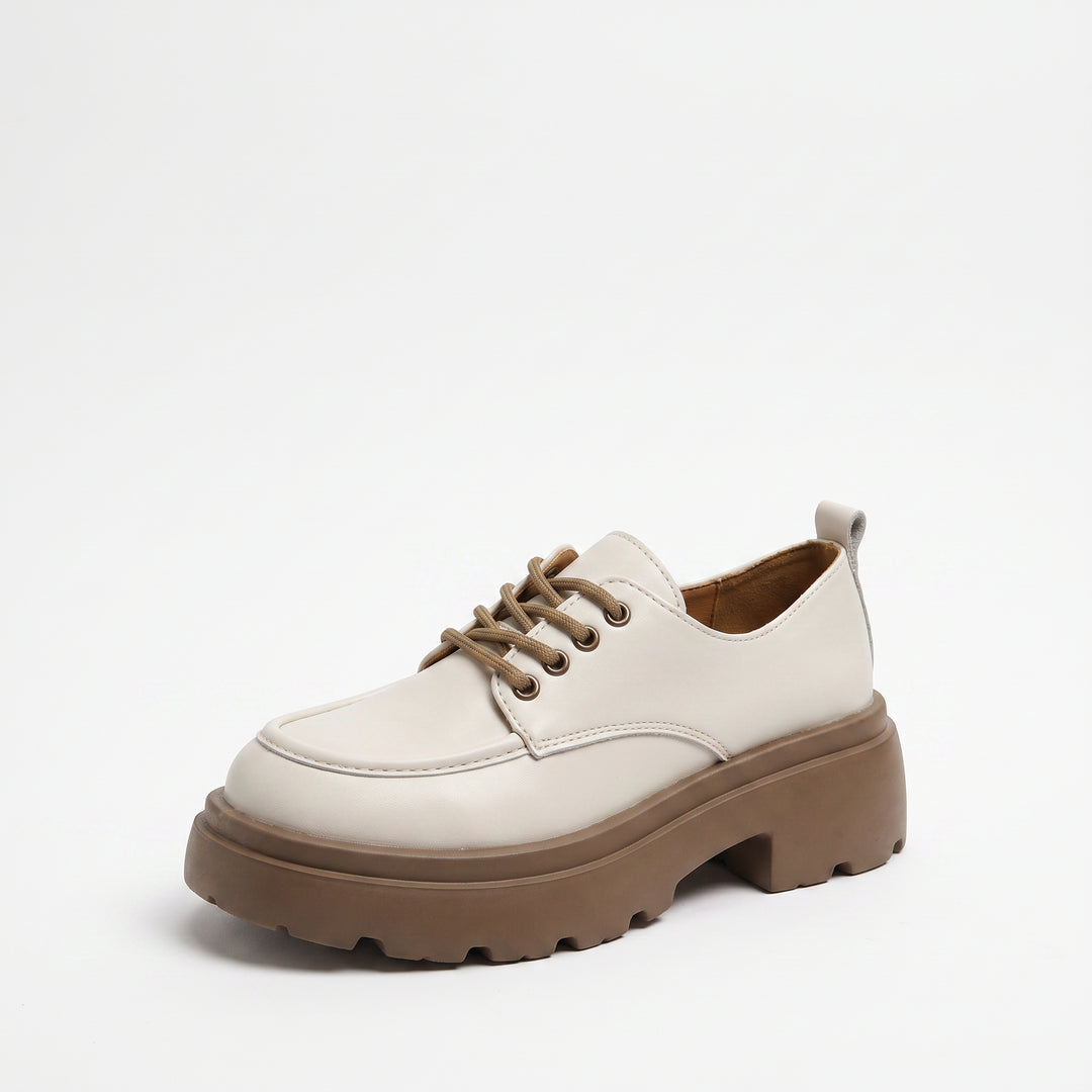Mocassins plates-formes lacets en cuir, vue de dos