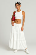 Spódnica z falbanami i elastycznym pasem idealna na każdą okazję