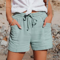 Spodenki damskie shorts z kieszeniami i troczkiem na lato