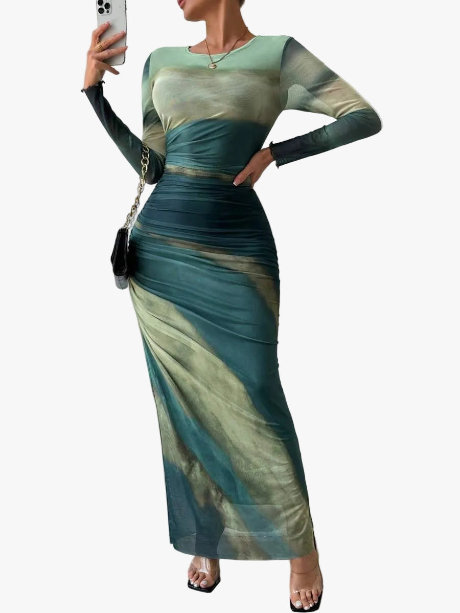 womens-mesh-maxi-dress-with-long-sleeves-and-ruched-waist-1