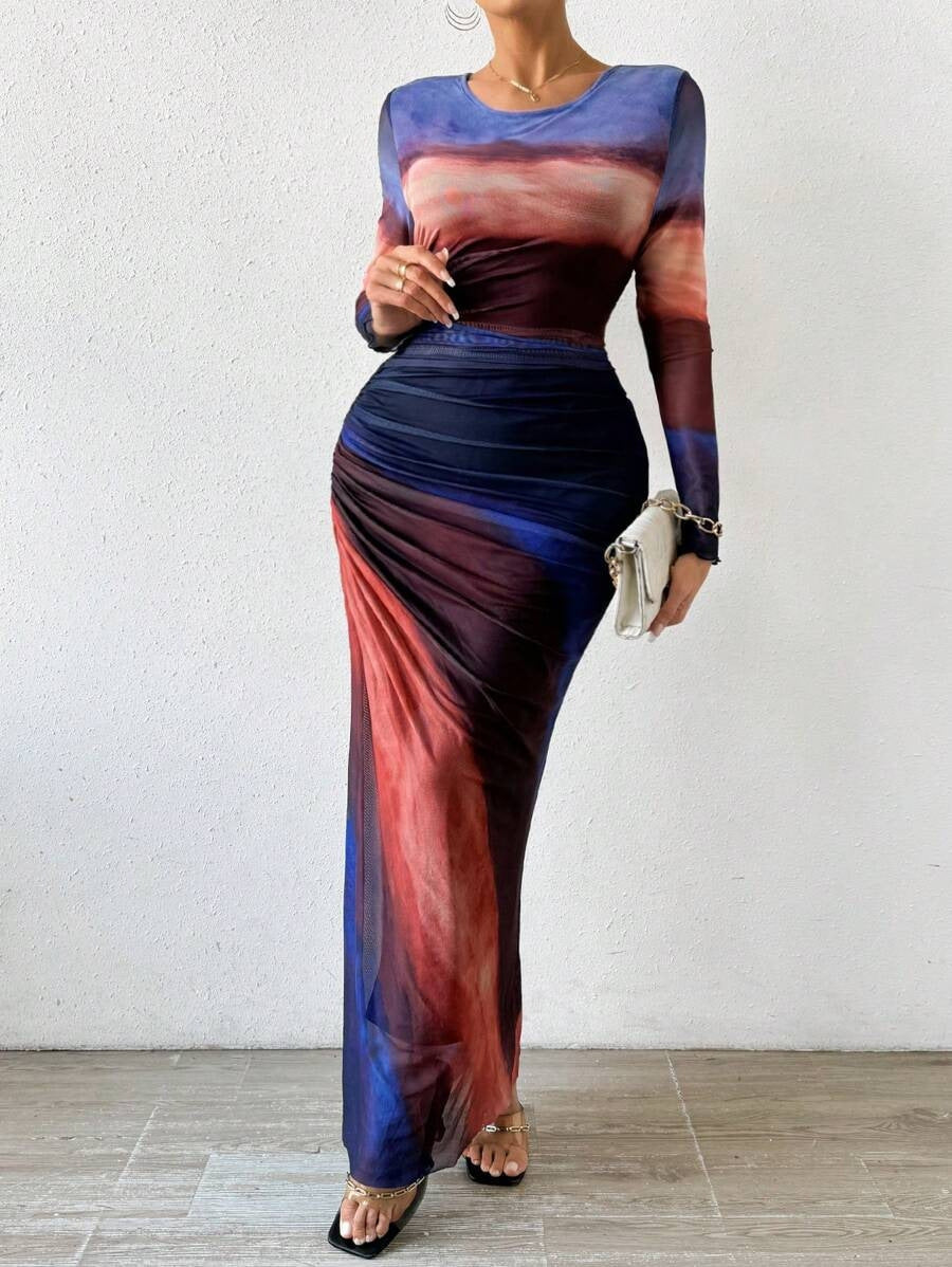 womens-mesh-maxi-dress-with-long-sleeves-and-ruched-waist-2