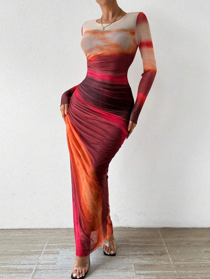 womens-mesh-maxi-dress-with-long-sleeves-and-ruched-waist-3
