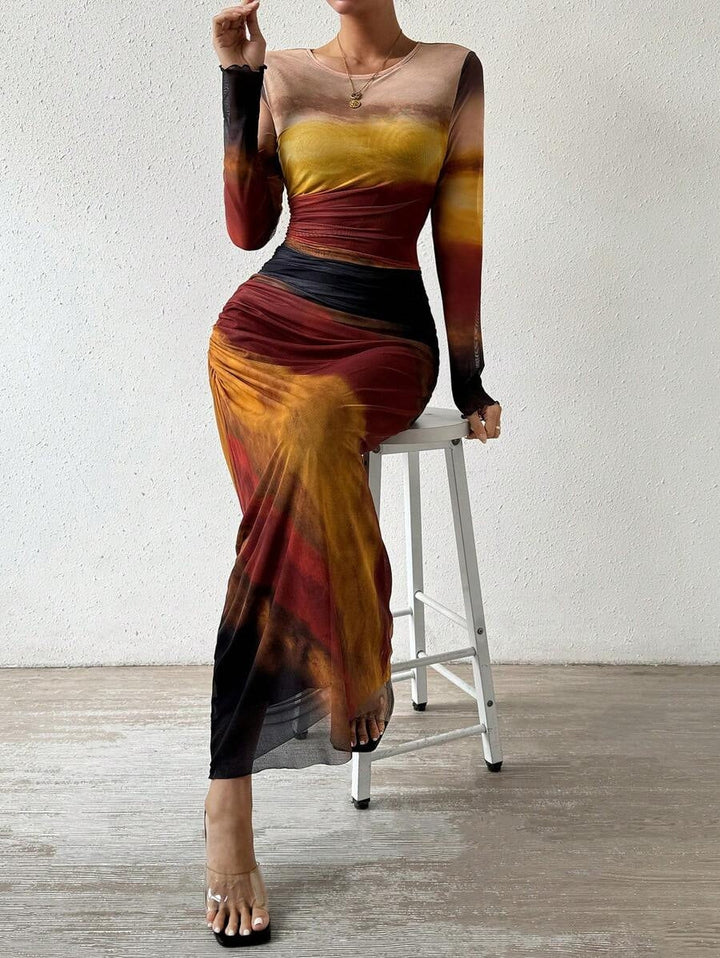 womens-mesh-maxi-dress-with-long-sleeves-and-ruched-waist-4